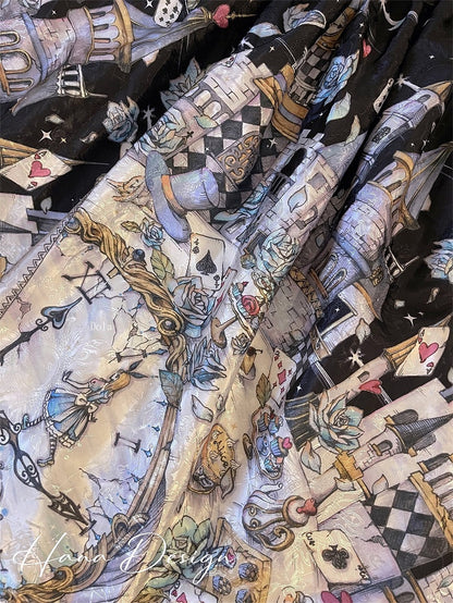 in Skirt Alice Sweet Wonderland Print Black Lolita Theme