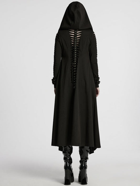 Punk Hooded Washed Jacket Black Cut