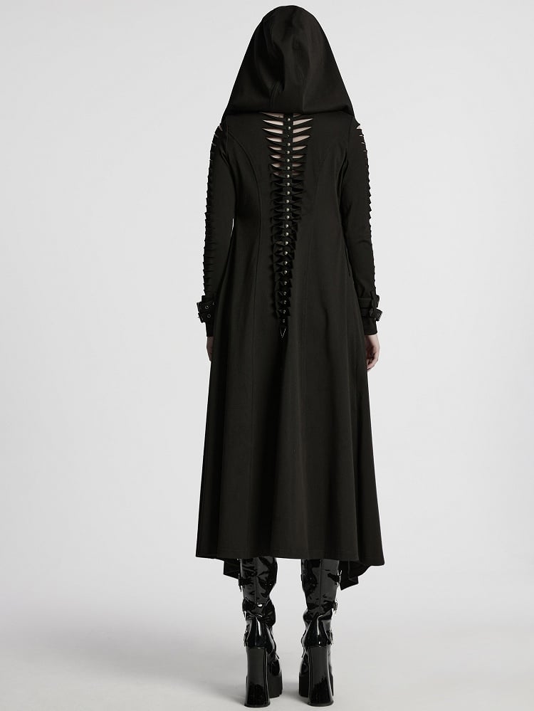 Black Punk Hooded Cut Washed Jacket