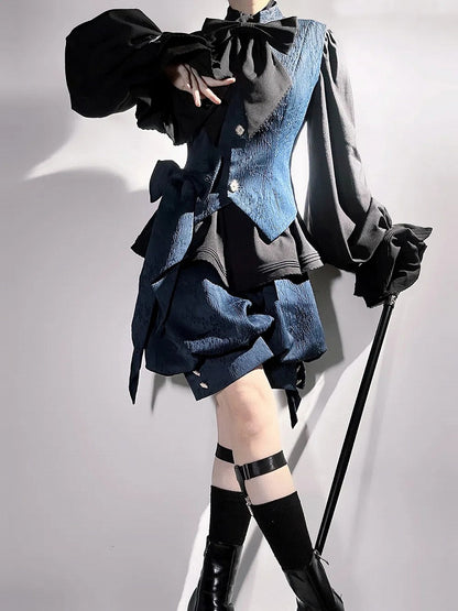 Shorts Jacquard Knickerbockers Lolita Blue Ouji