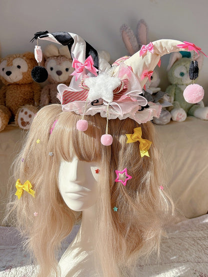 Pom-Pom and Multiple with Colors Bowknot Clown – Decorations Options Hat