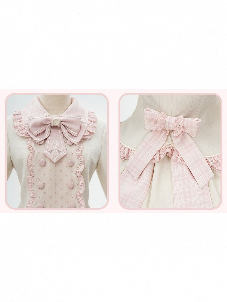 Sweet Pink Lolita Bow Double-Breasted Jacket - U.Rtto