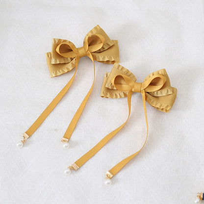 Pair Decorations Ribbon with of Bead Hairclips Colors Bowknot A Sweet 8