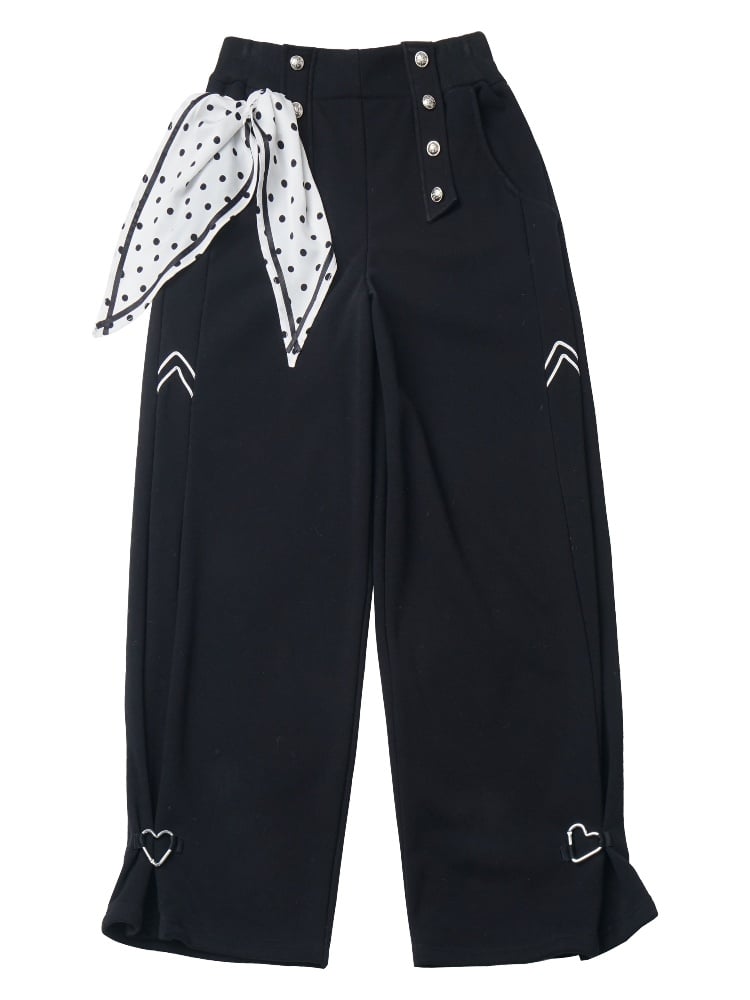 Schwarze Jogginghose mit gepunkteter Schleife