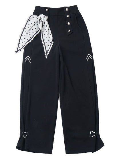 Schwarze Jogginghose mit gepunkteter Schleife