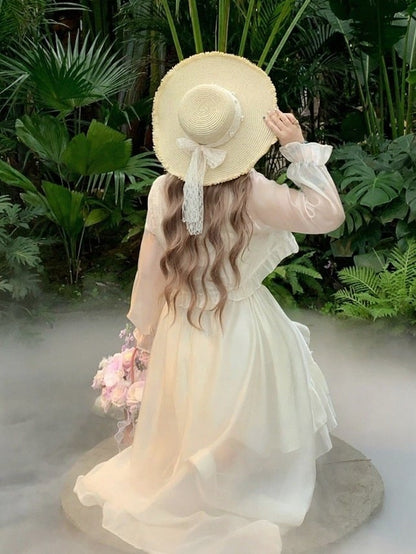 Beige Open Front Top with Ruffle Trim - Hard Candy
