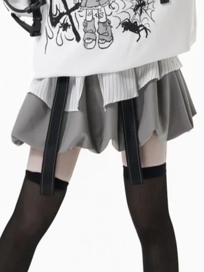Playful Mini with Accents Gray/Black Dynamic Skirt Red Strap Bubble