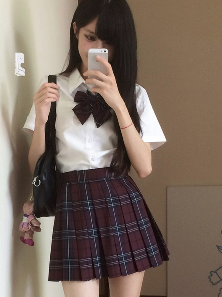 Short Style Preppy JK Shirt Uniform White Sleeves