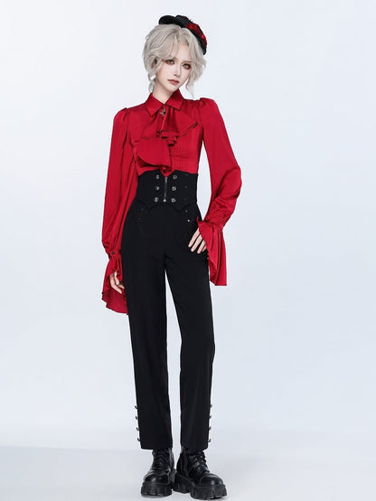 High-Waist Ouji Pants with Boned Corset Belt in Black - DevilInspired Exclusive Collection