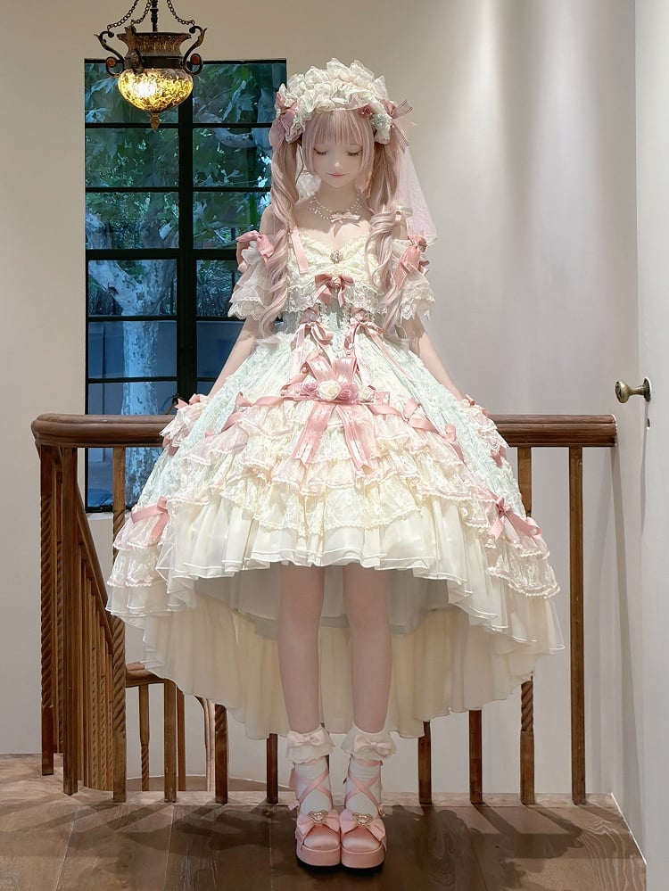Corset Pink Skirt Hanayome and Waist Dress Layered Green High-low Lolita with