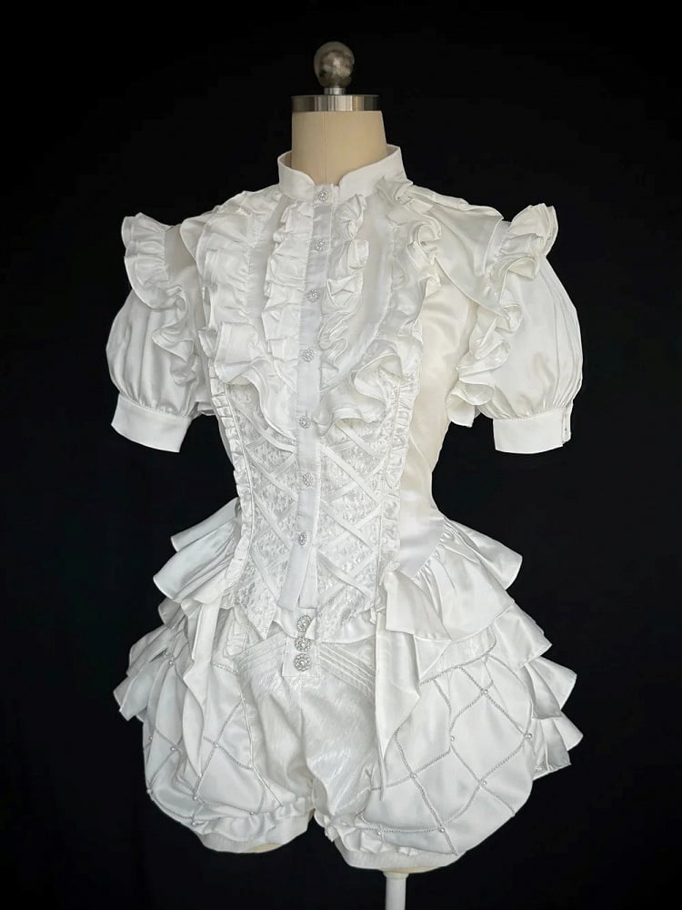ホワイトショーツ ブルマーシャツ オールプリンス ロリータ ハイセット ケープ + ウエスト フル王子 半袖