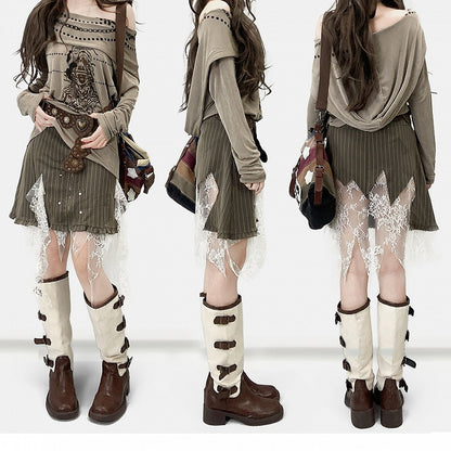 Fashion Hoodie Print Khaki Cowl Millard Neckline Design