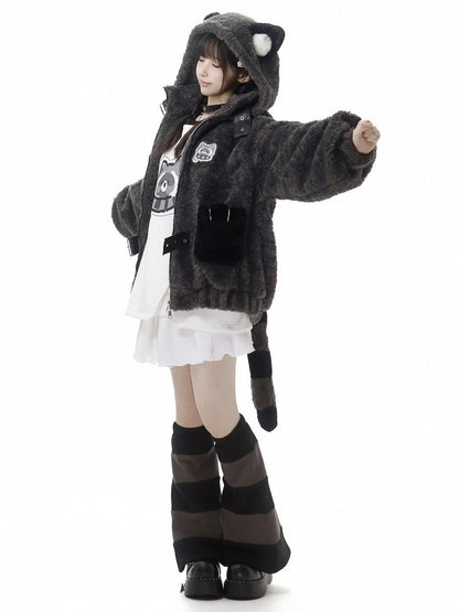 Warmers Leg Black Gray Striped