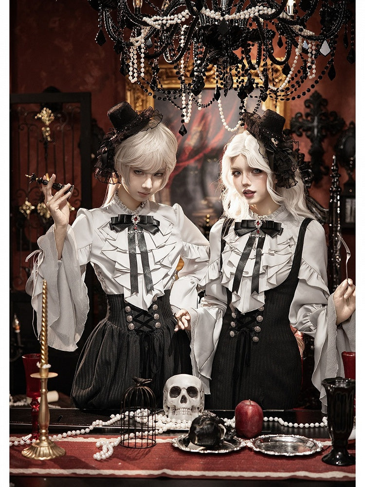 Ouji Style Shirt with Poet Sleeves and Jabot Collar for Elegant Looks - With PUJI