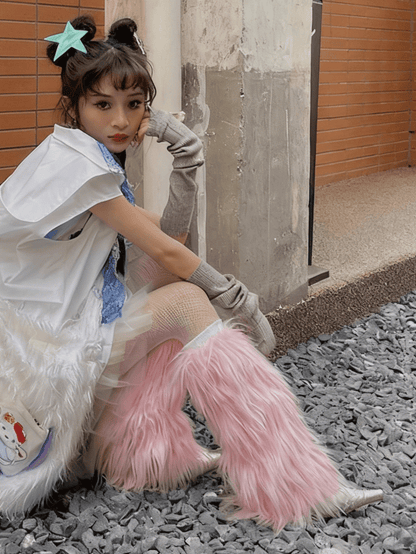 Pink 20CM/30CM/40CM Shaggy Y2K Leg Warmers