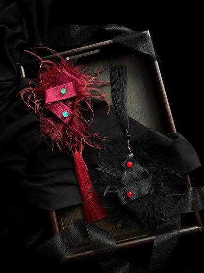 Red / Black / Purple Fluffy Claw Clip