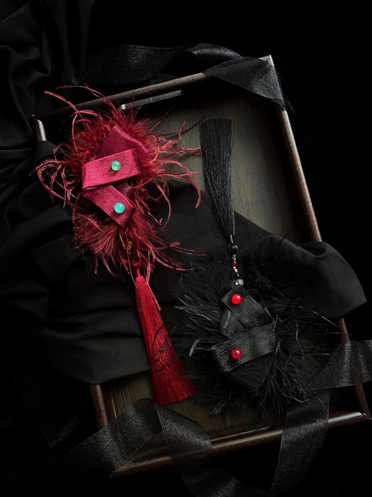 Red / Black / Purple Fluffy Claw Clip