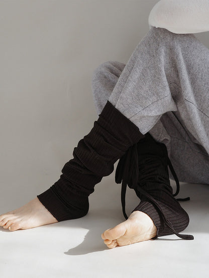 (3 Ribbed Knit Ruched Stirrup Leg Warmers Colors)
