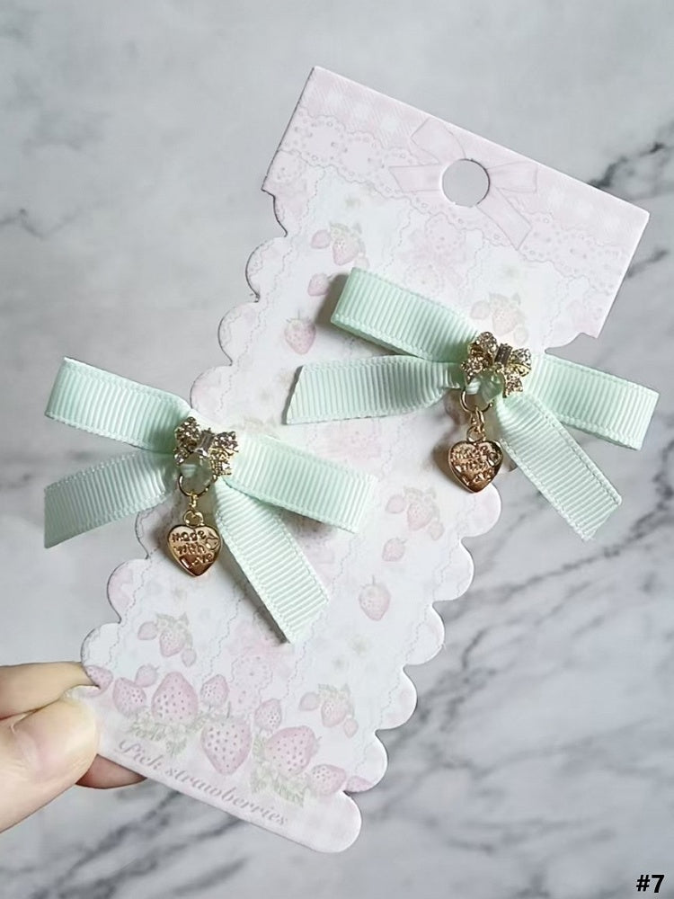 9 Kei Charm Bowknot Options Color Heart Hairclip Jirai
