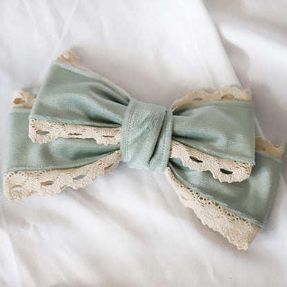 Trim Sweet Velvet Color Bow Hairclip Lolita 4 Lace Options