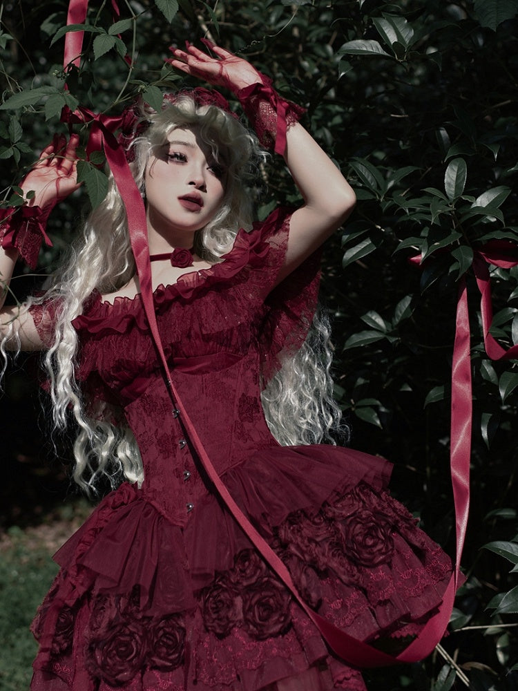 Elastic Red Off-the-shoulder Neckline Ruffle Top