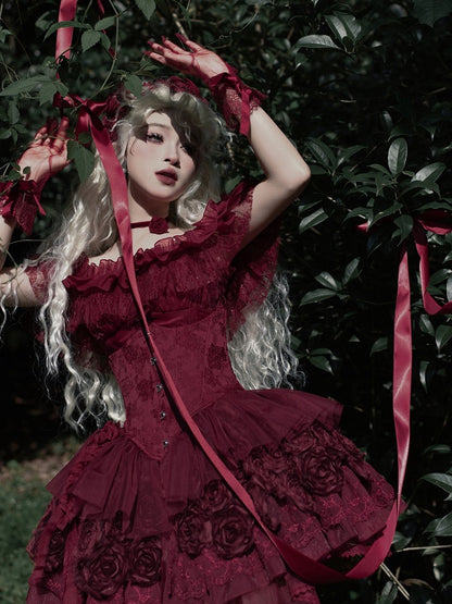 Elastic Red Off-the-shoulder Neckline Ruffle Top