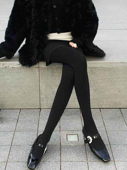Minimalist Design Solid Tights - Xi Shang Mei Shao