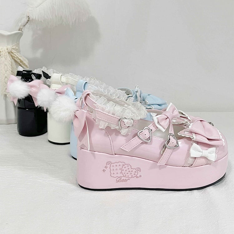 with Sweet Cat Toe Ears Round Platforms 7cm Pink