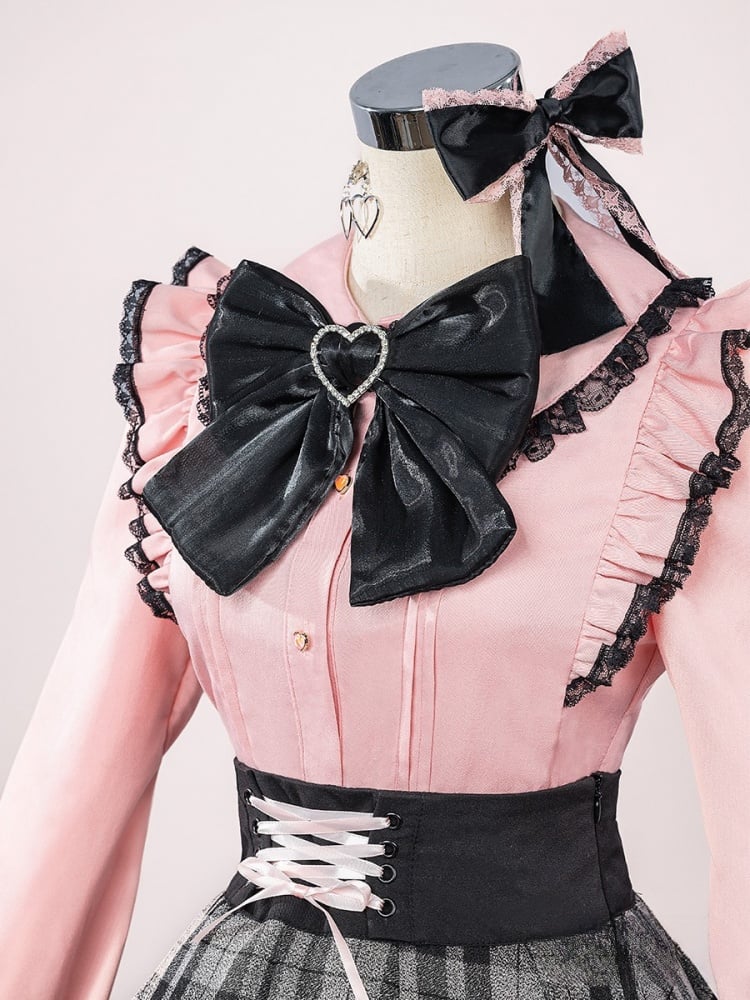 OSHI NO KO Hoshino Ai Jirai Kei Rosa Hemd und grauer Rock Cosplay-Kostüm im Lolita-Stil