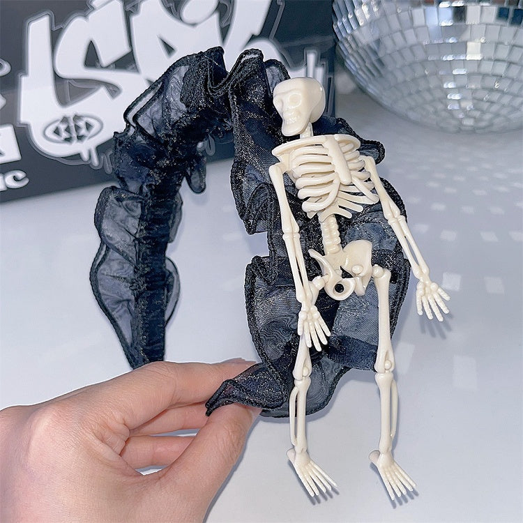 ホワイト/ブラック ハロウィン スケルトン レーストリム KC