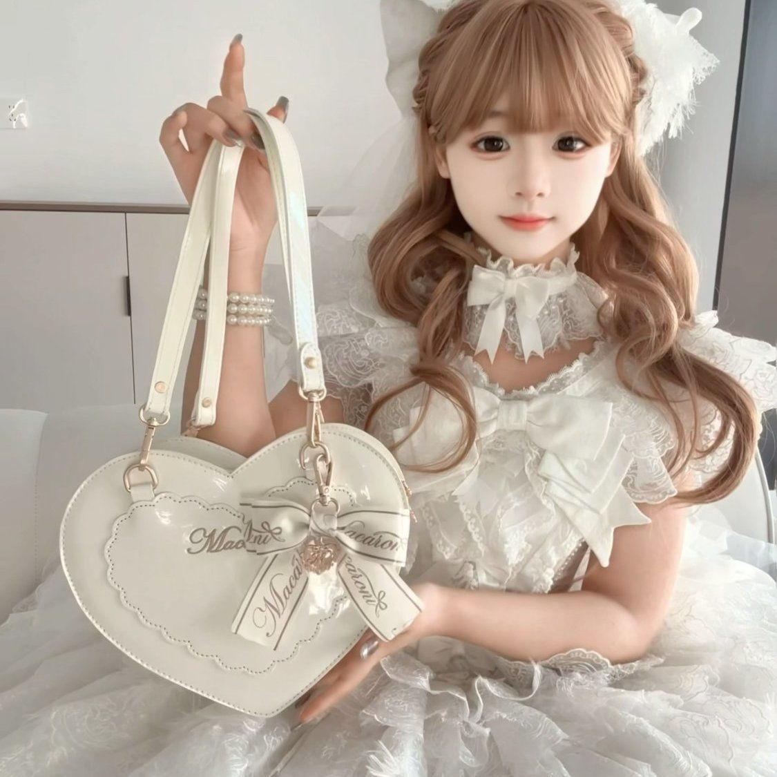 Little Heart Bow Lolita Crossbody Shoulder Bag – Sweet Kawaii Handbag | FanShuLa