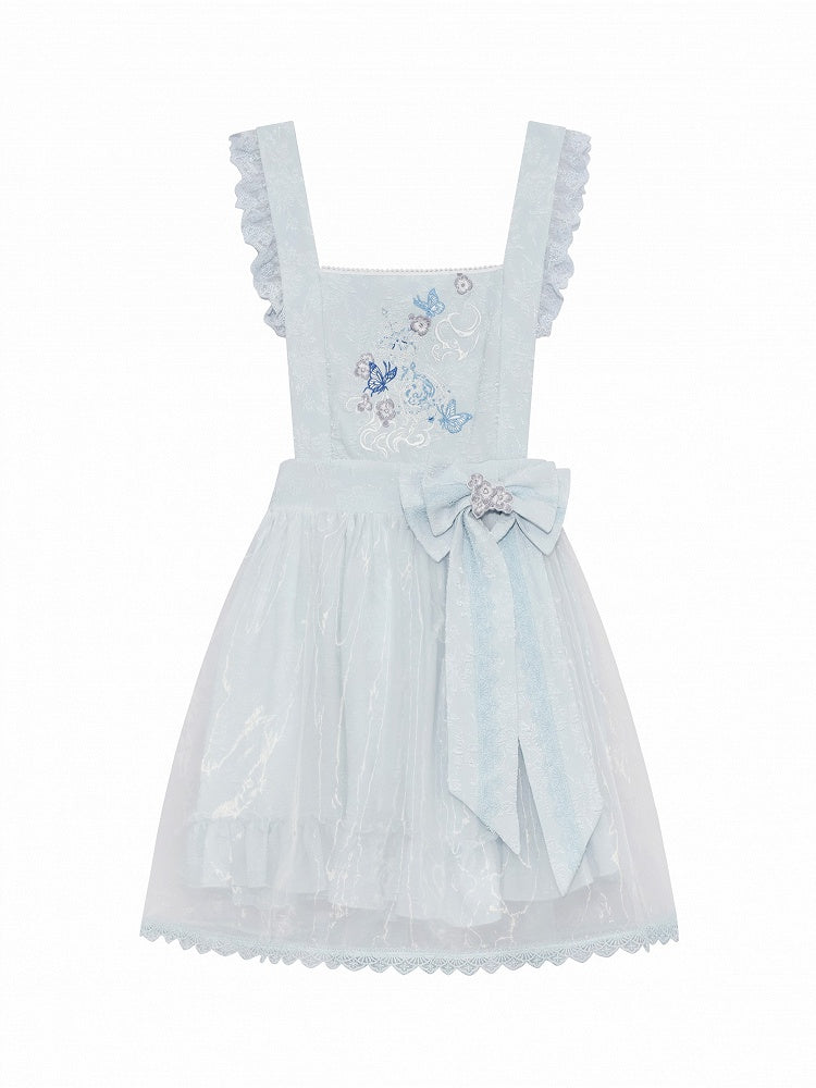 Light Blue Floral Embroidery Overlay - ZhiXiYue