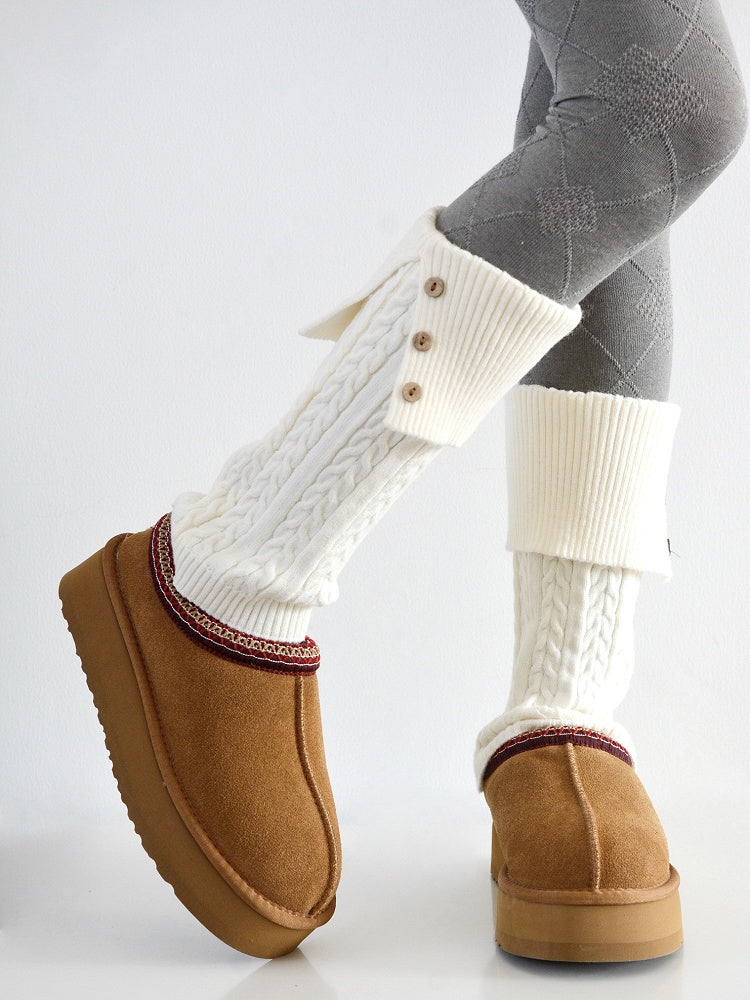 5 Colors Button Collar Split Design Leg Warmers