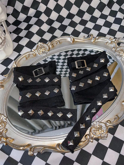 Studs Black Punk Techwear Glovers