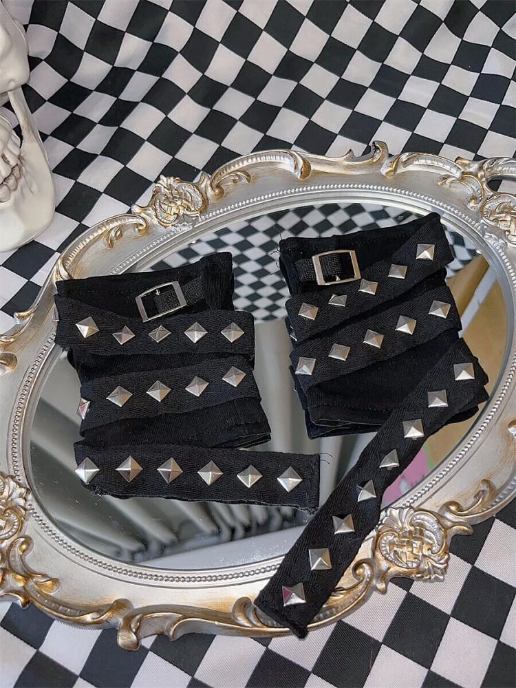 Studs Black Punk Techwear Glovers