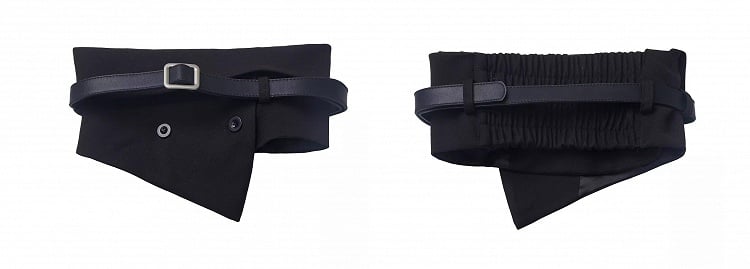 ダークグレーのノッチ付きスウェットシャツ（コルセット付き）