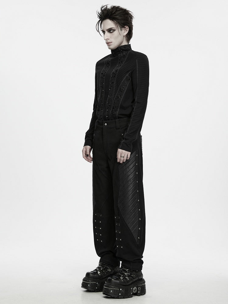 Men's Black Hardcore Punk Streetwear Trousers - Punk Rave