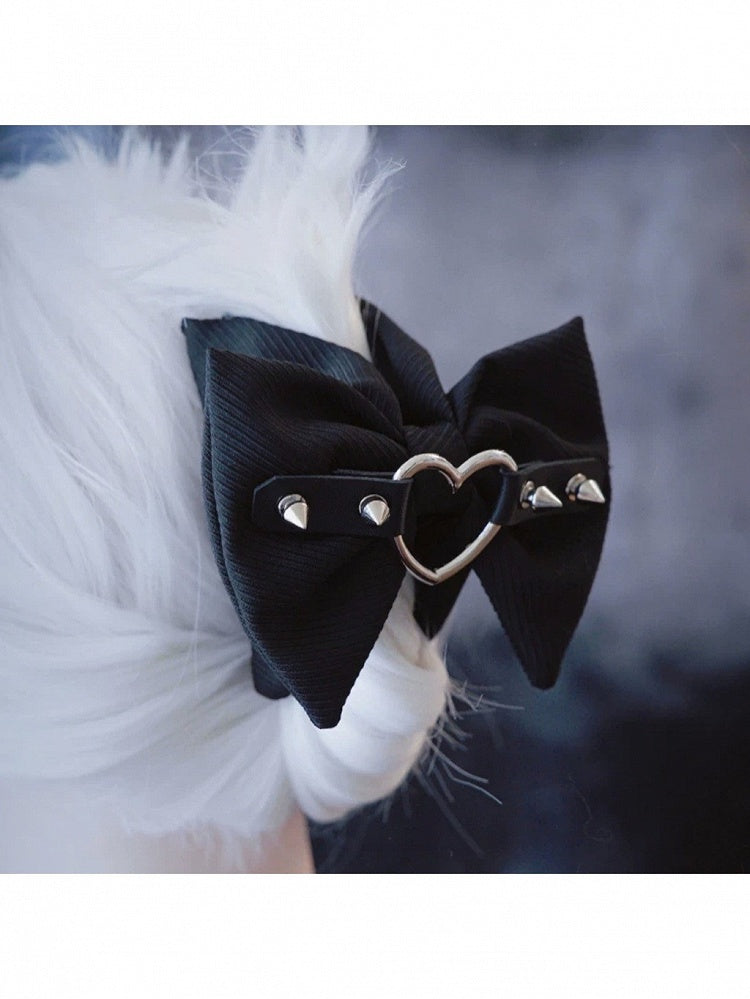 Gothic Hair Claw Clip with Heart and Bow Accents - Strange Sugar