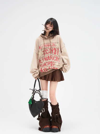 Buckles Fashion Brown Millard Autumn Pleated PU Heart-Shaped with for Mini Skirt