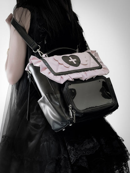 – Jirai Decoration Angel Bag Pink Ita Black Kei Heart Wings