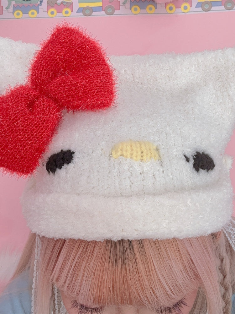 Bowknot Y2K Gestrickte Kätzchenmütze