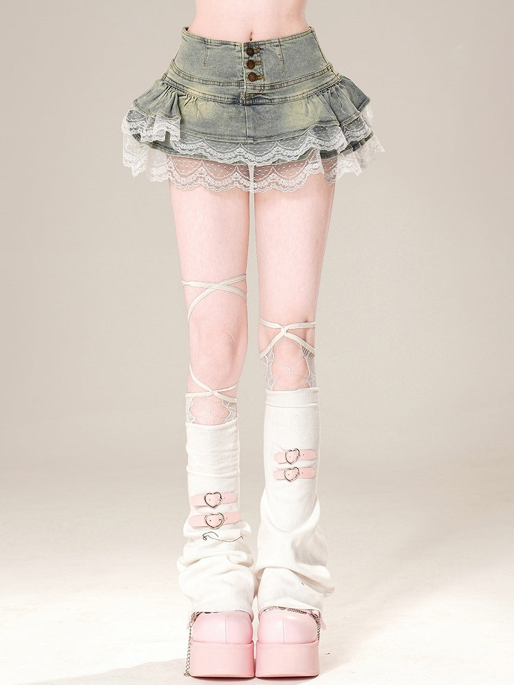 Trim Skirt Bittersweet Glamorous Distressed Blue Design Lace