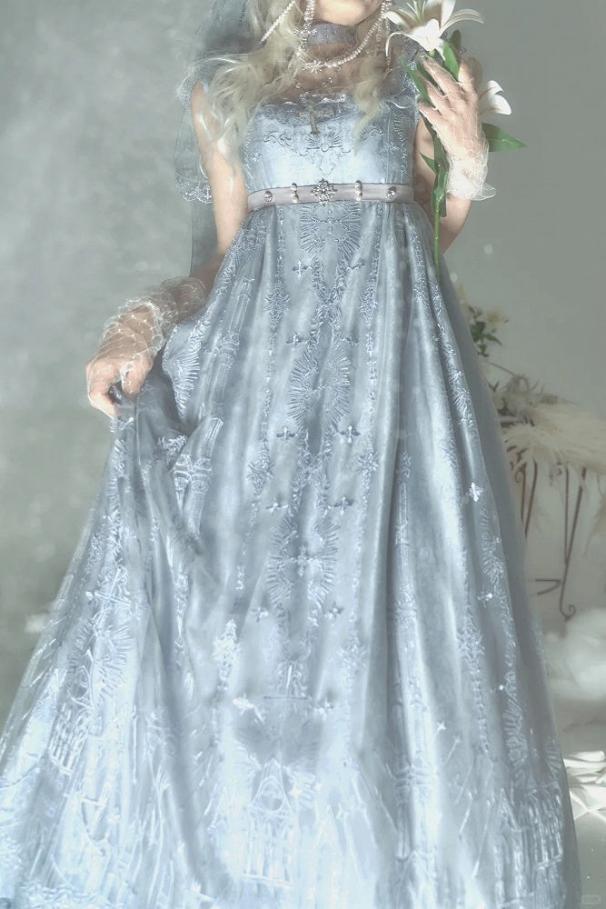 Gray Cathedral Empire Waist Dress Gothic Lolita JSK