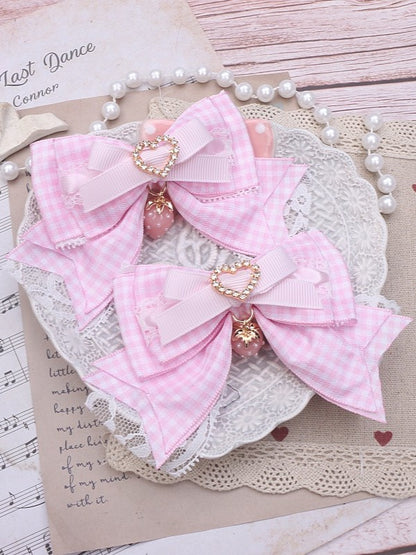 3 Color Strawberry Jirai Kei Hairclip Options Bowknot Charm