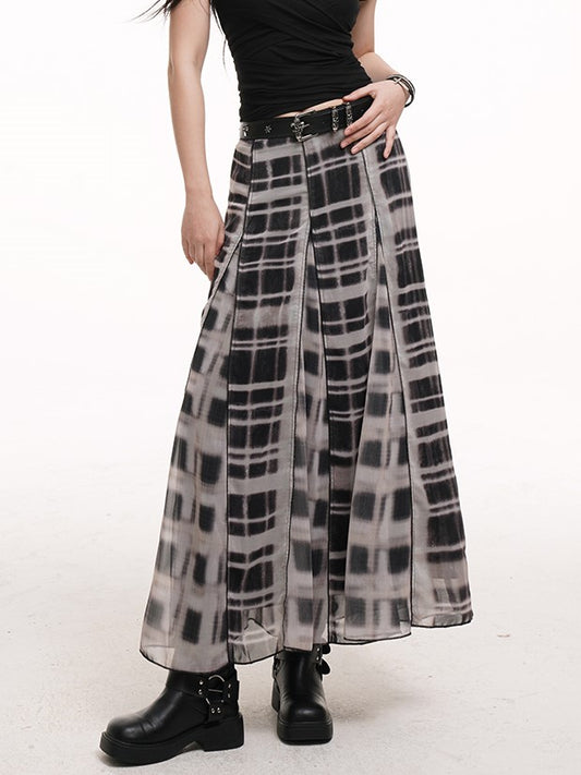 Length Plaid Finish White Side Ankle Zipper with Skirt Black Distressed