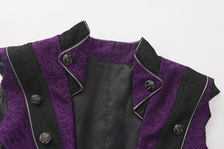 Style Elegant Prince Waistcoat Lolita Tailcoat Ouji Purple Charms Cross with