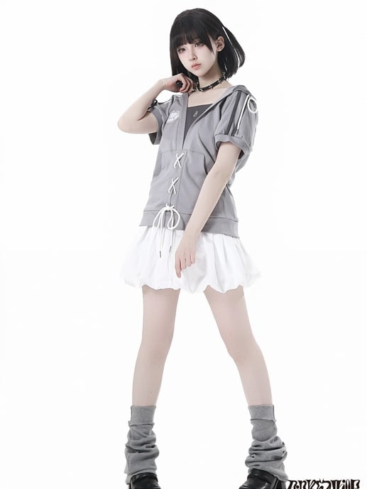 White Elastic Waist Bubble Skirt