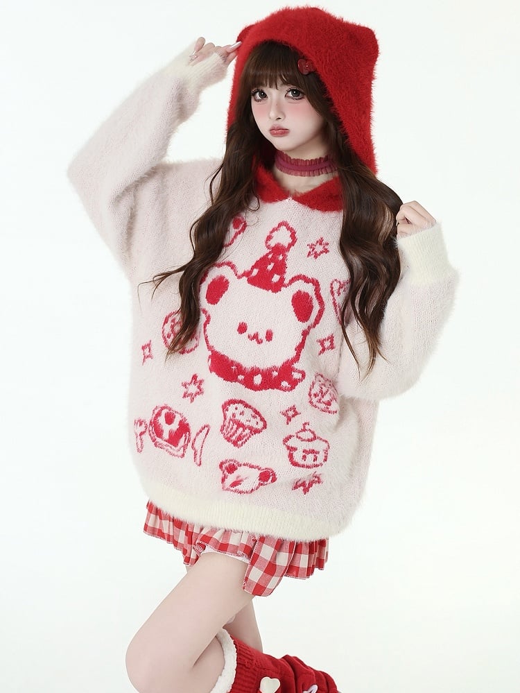 Süßer flauschiger Teddybär-Kapuzenpullover