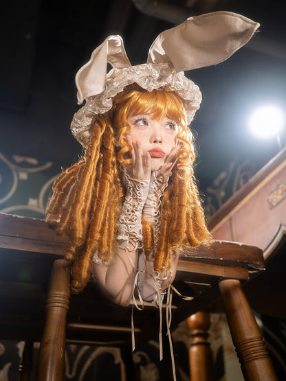 Lace Elegance Accent Bunny Hat Pink – Bow French Ear