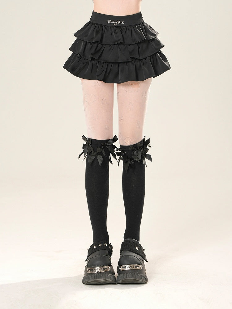 Mini-Stufenrock High Waist Schwarz/Weiß